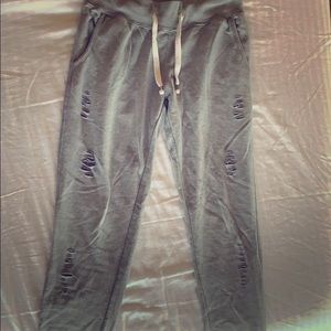 Distressed gray joggers